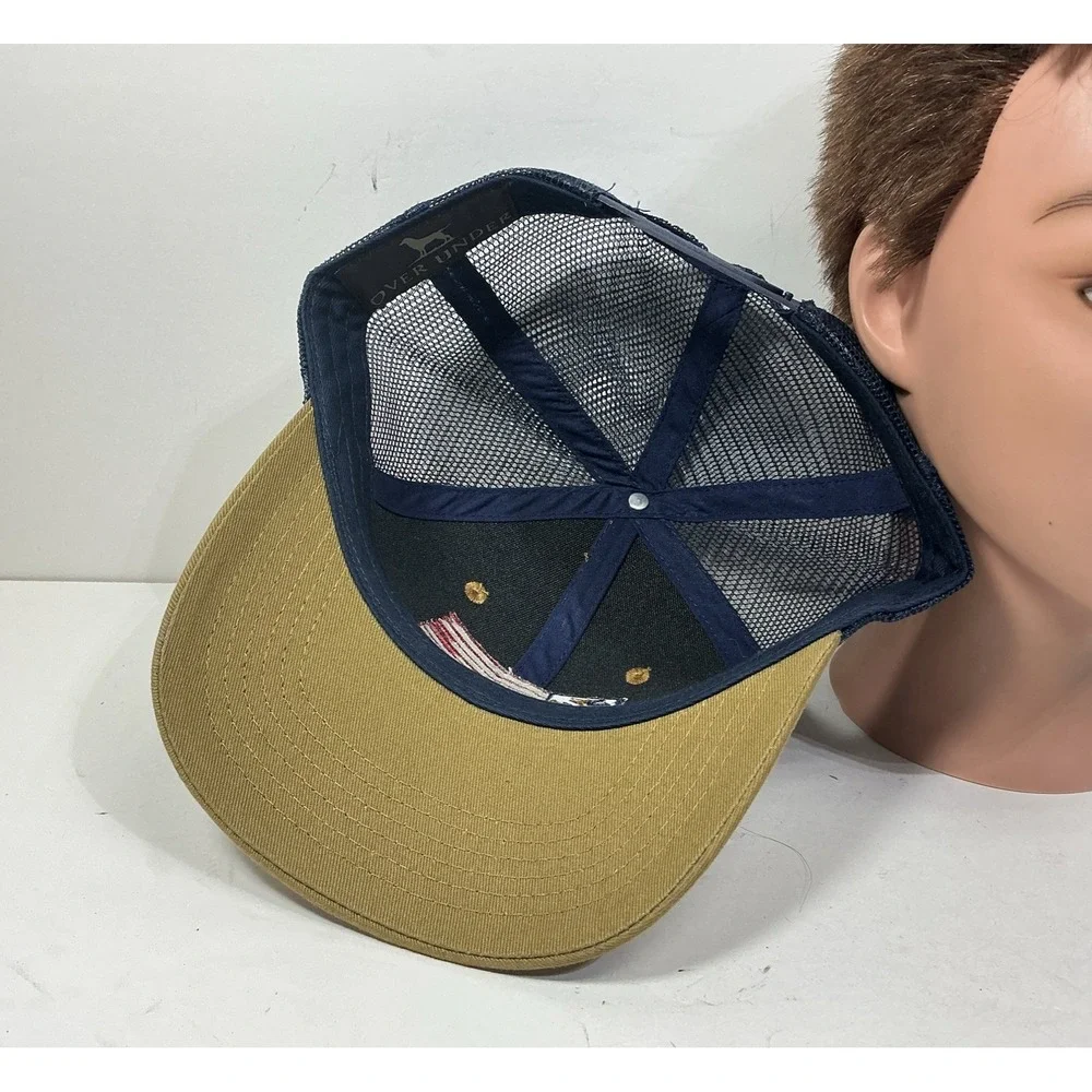 Over Under Mens Hat Khaki Tan Blue Mesh Back SnapBack Hunting Cap - Picture 6 of 7